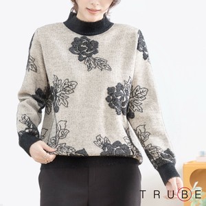 Sweater/Knitwear Jacquard Knit Pullover black Rose [2025 NEW]