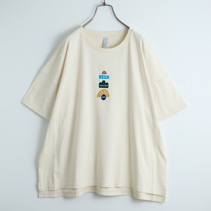 ハッピープライス！【地球ロゴ刺繍ワイドTシャツ】emago 北欧 大人の ナチュラル カジュアル