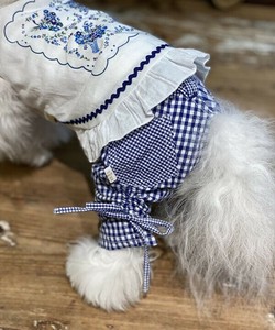 【2025春夏新作】N2wayギンガムPT 犬服 ドロスト付き ギンガムチェックパンツ