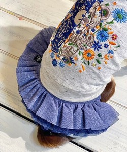 【2025春夏新作】NデニムチュールSK 犬服 デニムチュールフリルスカート