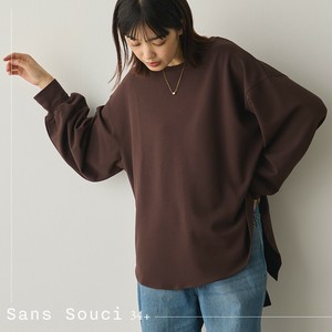 【予約】9/6入荷予定 ストレッチカットジョーゼットバッグスリット裾ラウンドプルオーバー