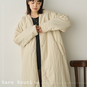 【予約】10/10入荷予定 撥水加工ステッチレスノーカラーロングコート