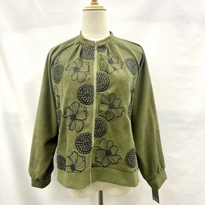 【2025新作】ジャケット 刺繍 前開き ノーカラー ジップ
