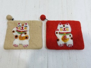 【残り僅か！/まとめ売り】フェルト・NEW 招き猫 ポーチ 2点セット