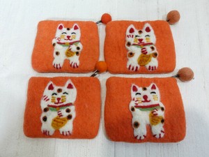 【ラスト！！/まとめ売り】フェルト・NEW 招き猫 ポーチ 4点セット