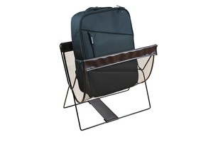 サワフジ　MB-058 レザー調　ハンモック型　メッシュバスケット ブラウン 荷物置き　荷物入れ　折りたたみ