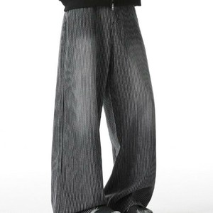 P23009 メンズ ルーズフィット デニムパンツ ヴィンテージ ストライプ 2025秋新作 ストレート フィット
