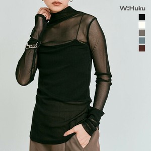 トップス《ストレッチメッシュハイネックトップス 全5色》