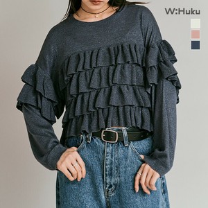 トップス《シャイニーウールボリュームフリルニット 全3色》