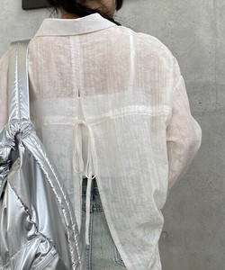 シアーでバックリボンSH バックリボンシースルー長袖シャツ レディース