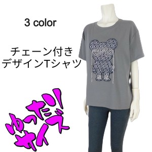 【2025春夏新作】■3色展開■チェーン付きデザインTシャツ★ゆったりサイズ
