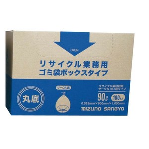 リサイクル業務用ゴミ袋　ボックスタイプ　丸底　90L(100枚入)　ZGM1003