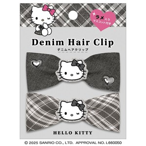 ■2025AW　先行予約■　サンリオキャラクターズ　デニムヘアクリップ　ハローキティ/モノトーン