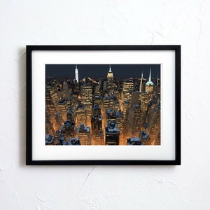 【アートポスター】マンハッタン NY 街並み ニューヨーク 夜景 景色 光 A4A3A2サイズ