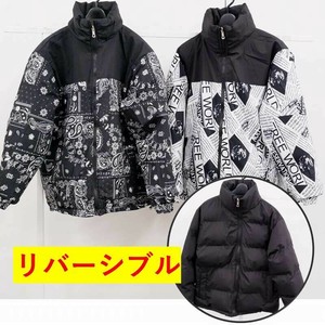 メンズ リバーシブル中綿アウター アウター　中綿 ブルゾン ダウン アウター ジャケット 黒 ブラック