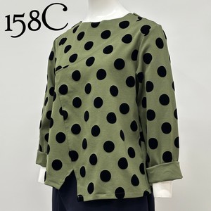 【イタリア製】158C フロッキードット 切替えデザイン カットソー
