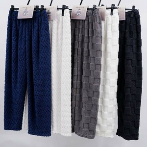 メンズ 暖かふわもこジャガードボア バレルパンツ パジャマ パンツ ルームウェア ボアパンツ ボアパジャマ