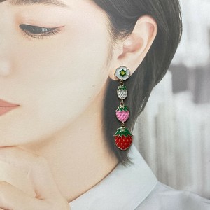 Pierced Earringss Pearl Pink Strawberry Sweets Fruits