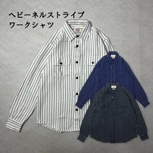 ヘビーネルストライプワークシャツ　アメカジ　ストリート　カジュアル　ネルシャツ　ヘビーウェイト