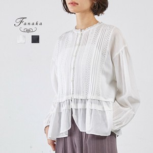 【Fanaka2025AW新作】リバーレース刺繍ピンタックペプラムブラウス