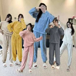【売筋】暖かふわもこジャガードボア上下セット パジャマ もこもこ SET UP ボア ルームウェア ボアパジャマ