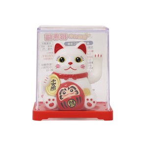 ＜和雑貨・和土産＞ソーラー招き猫　6cm　だるま(ホワイト)　No.208-310