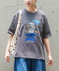 【2025春夏新作】スペースベアロイドT ベアロイド刺繍五分丈Tシャツ レディース