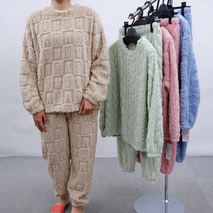 【売筋】暖かふわもこジャガードボア上下セット パジャマ もこもこ SET UP ボア ルームウェア ボアパジャマ