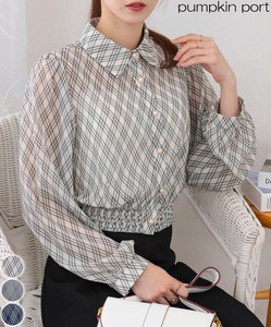 衬衫 下摆 新商品 2025年 抽褶 长袖 七分长度 衬衫