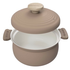 軽いセラミック　IH対応深型卓上鍋18cm（ブラウン）