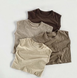 Tシャツ  ノースリーブ  夏 薄手 通気性 無地 ストライプ 快適 子供 ファッション MBQ3206