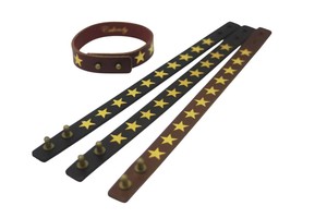 Leather gold star bracelet