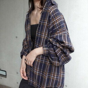 【2025年新作】ネルチェックオーバーサイズシャツ　トップス　秋　冬　AW　春　夏　SS　大人　きれいめ