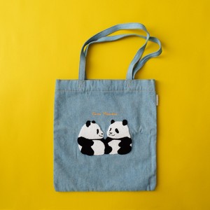 双子パンダのさがら刺しゅうトートバッグ