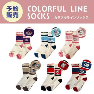 【再予約販売】(12月入荷予定) カラフルライン靴下 "ディズニー"