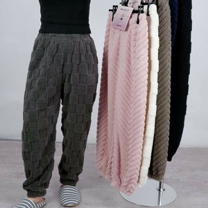 暖かふわもこジャガード ボアバレルパンツ もこもこ パンツ ボア ルームウェア パジャマ ボアパンツ バレル