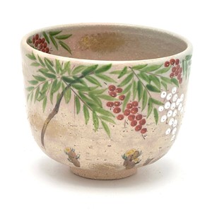 ※現品限り※【抹茶碗】京焼抹茶碗 「南天」／手描き 日本製 抹茶茶碗 和食器 清水焼