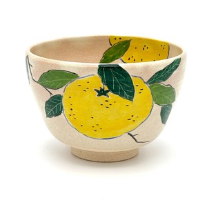 【抹茶碗】京焼抹茶碗 「ゆず」／手描き 日本製 抹茶茶碗 和食器 清水焼