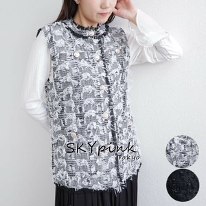 【2025-2026AW新作】ツイード風デザインジレ　ベスト　skypink東京