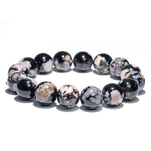 約13mm 夜桜瑪瑙  ブラックチェリーブロッサムアゲート ブレスレット【ランダム発送】