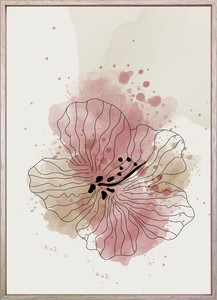 Line Art x Watercolor 315x435mm Flower
