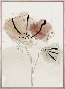 Line Art x Watercolor 315x435mm Flower