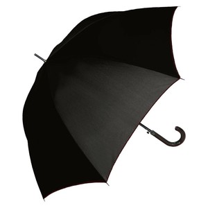 中谷 傘 70cm ステッチ合皮手元 耐風 ボルドー 70cm 黒地 赤 長傘 紳士 男性 413-025