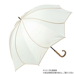 KIZAWA バンブー深張 花びらショート日傘 オフ×ベージュ M50HB-081API-off-beige