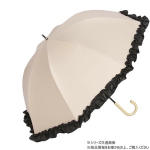 KIZAWA ラタン深張 シングルフリルショート日傘 ベージュ×ブラック M50DQ-081API-beige-black