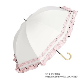 KIZAWA ラタン深張 ダブルフリルショート日傘 オフ×ピンク M50SQ-081API-off-pink