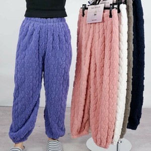 暖かふわもこジャガード ボアバレルパンツ もこもこ パンツ ボア ルームウェア パジャマ ボアパンツ バレル
