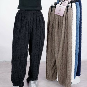 暖かふわもこジャガード ボアバレルパンツ もこもこ パンツ ボア ルームウェア パジャマ ボアパンツ くま
