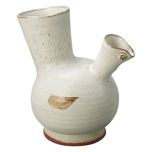 【信楽焼】白釉 水鳥 ミニ花入(日本製)