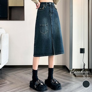 スカート《フロントスリットデニムスカート 全3サイズ》